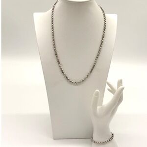 Monet Silver Tone Rolo Chain Necklace Bracelet Set 23" Vintage Signe